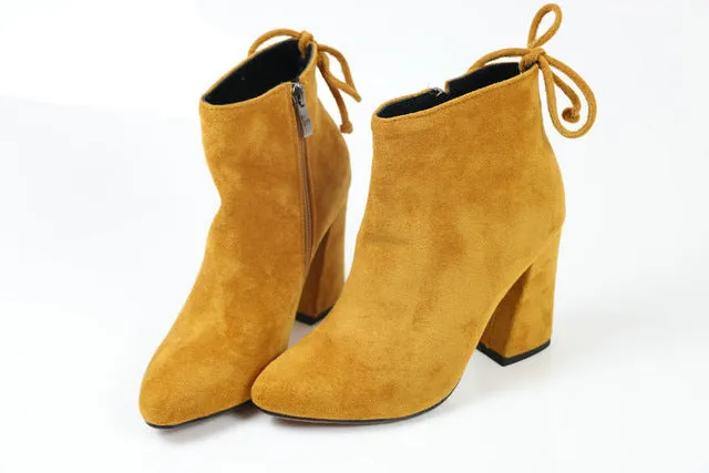 ESVEVA 2020 Bottes Femme Bottes Cheville Daim Talon Carré Chaussures Hiver Bout Rond Soirée Occidentale Automne Tailles 34-43 Chaussures Fashion Nova