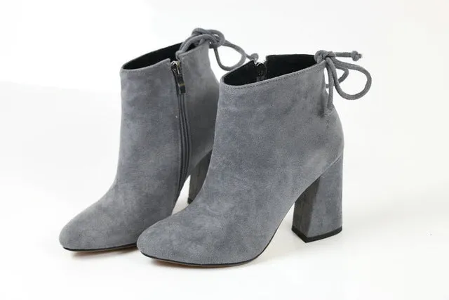 ESVEVA 2020 Bottes Femme Bottes Cheville Daim Talon Carré Chaussures Hiver Bout Rond Soirée Occidentale Automne Tailles 34-43 Chaussures Fashion Nova