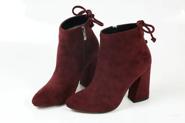 ESVEVA 2020 Bottes Femme Bottes Cheville Daim Talon Carré Chaussures Hiver Bout Rond Soirée Occidentale Automne Tailles 34-43 Chaussures Fashion Nova