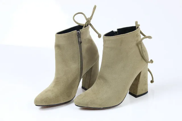 ESVEVA 2020 Bottes Femme Bottes Cheville Daim Talon Carré Chaussures Hiver Bout Rond Soirée Occidentale Automne Tailles 34-43 Chaussures Fashion Nova