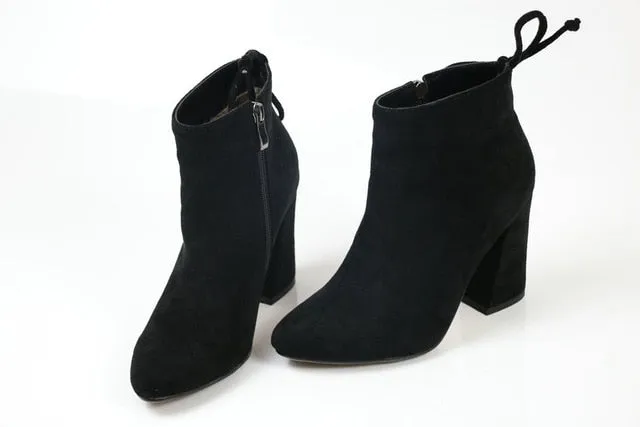 ESVEVA 2020 Bottes Femme Bottes Cheville Daim Talon Carré Chaussures Hiver Bout Rond Soirée Occidentale Automne Tailles 34-43 Chaussures Fashion Nova
