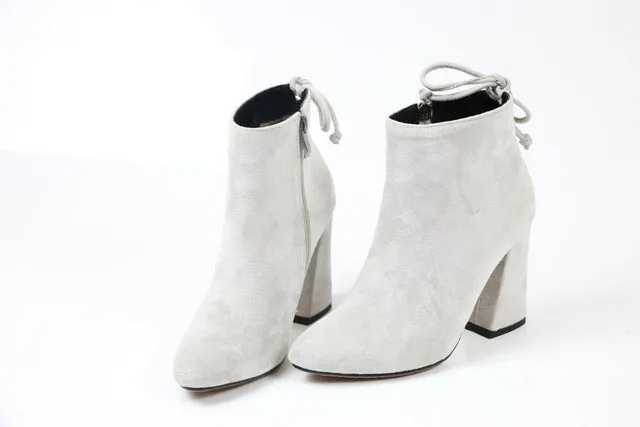 ESVEVA 2020 Bottes Femme Bottes Cheville Daim Talon Carré Chaussures Hiver Bout Rond Soirée Occidentale Automne Tailles 34-43 Chaussures Fashion Nova