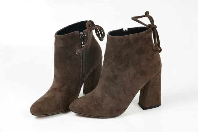 ESVEVA 2020 Bottes Femme Bottes Cheville Daim Talon Carré Chaussures Hiver Bout Rond Soirée Occidentale Automne Tailles 34-43 Chaussures Fashion Nova