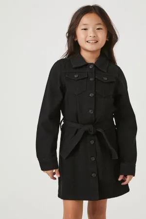 Forever 21 Robe Chemise en Jean à Nœud Devant pour Fille (Enfant) Noir Forever 21