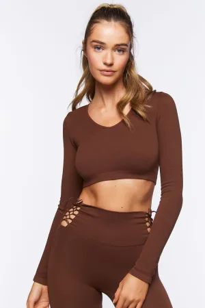 Forever 21 Haut de Crop Actif Sans Coutures à Croisements pour Femme Café Turc Forever 21