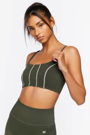 Forever 21 Soutien-gorge sportif long en mélange de coton pour femme Cyprès Forever 21