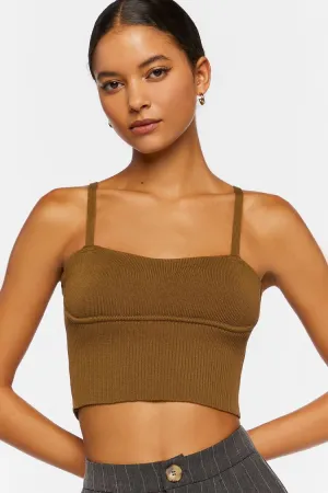 Forever 21 Débardeur Femme Court en Maille Pull Vert Mousse Forever 21