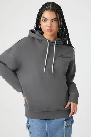 Forever 21 Pull à capuche en polaire pour femme avec motif Scorpion et strass Gris foncé/Multicolore Forever 21