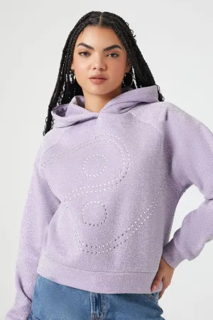 Forever 21 Pull à capuche en polaire femme avec motifs Yin Yang et strass - Violet/Multicolore Forever 21