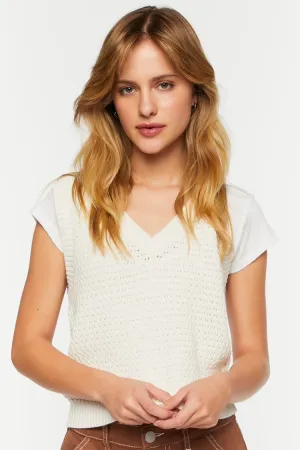 Veste en tricot pour femmes Forever 21 - Col en V - Vanille