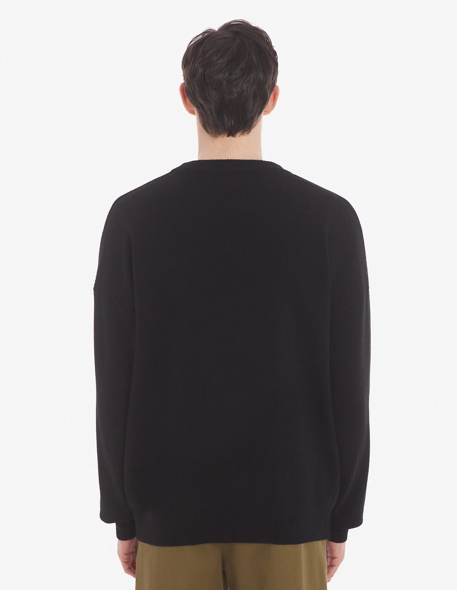 Pull Confort Intarsia Tête de Renard Noir