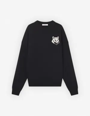 Pull Confort Intarsia Tête de Renard Noir