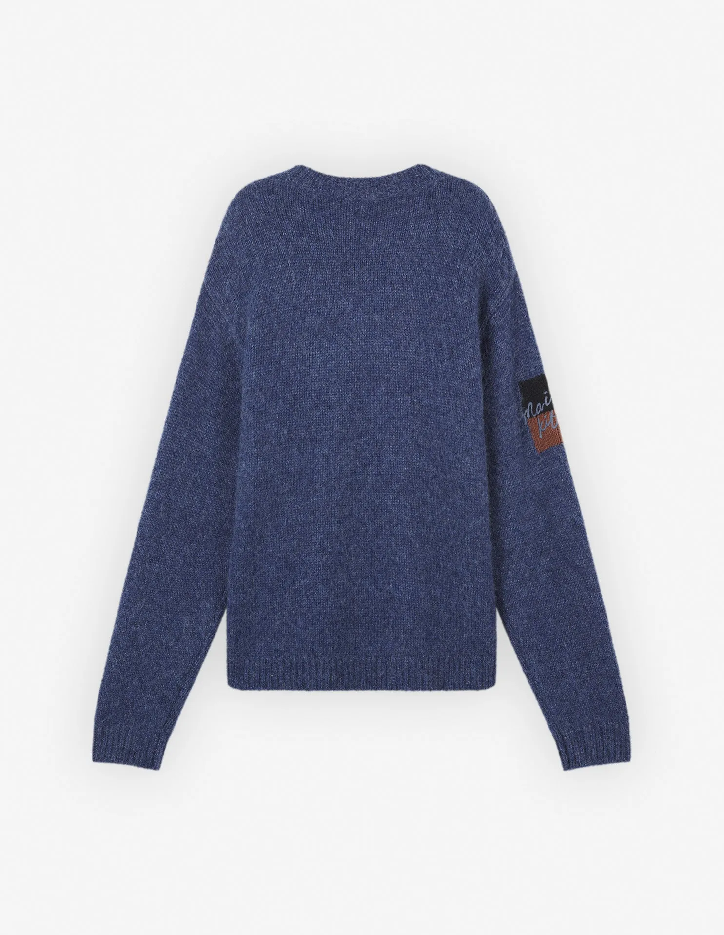 Pull confortable Fox Intarsia en denim bleu mélangé