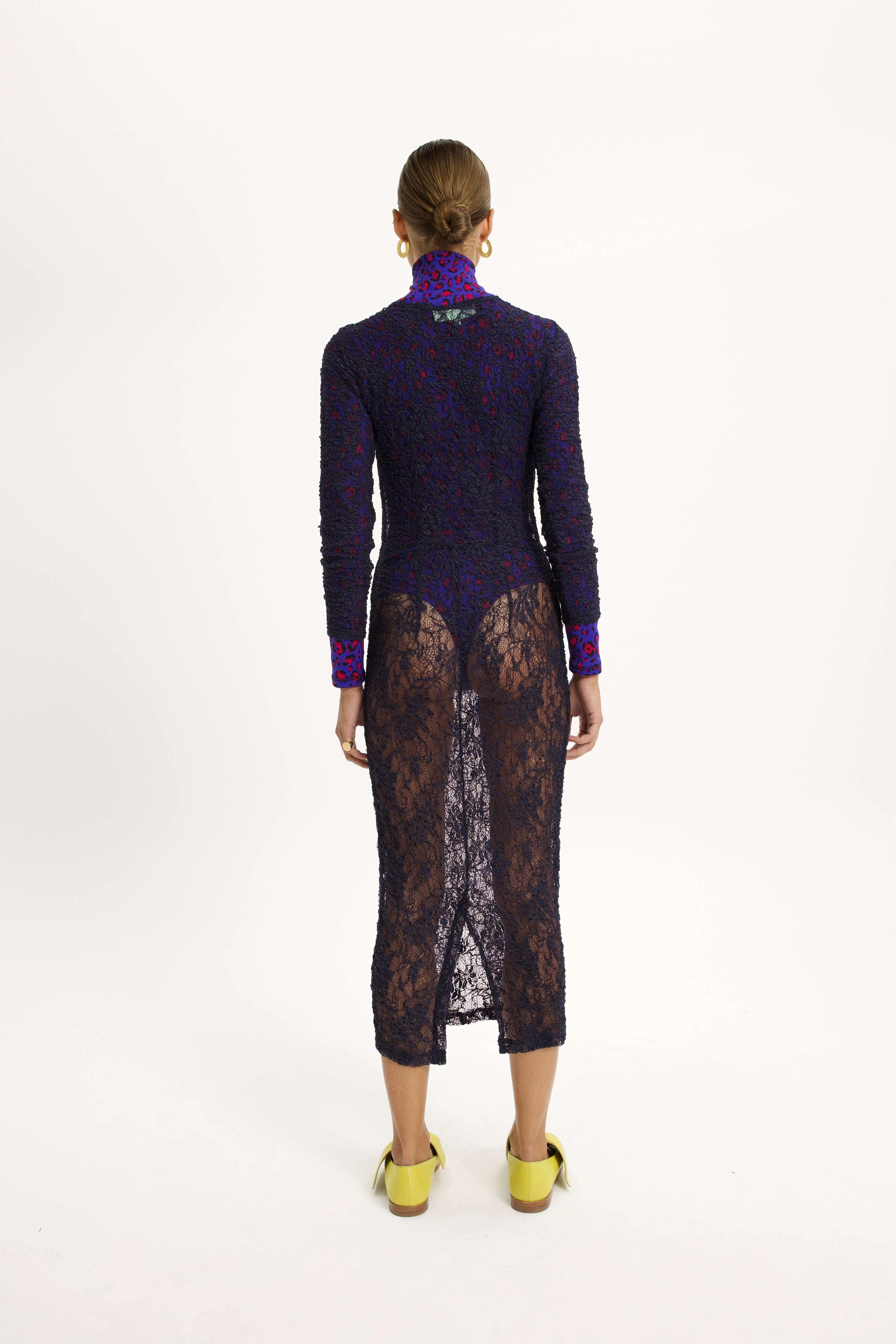 Fox Dress in Night Guipure Lace