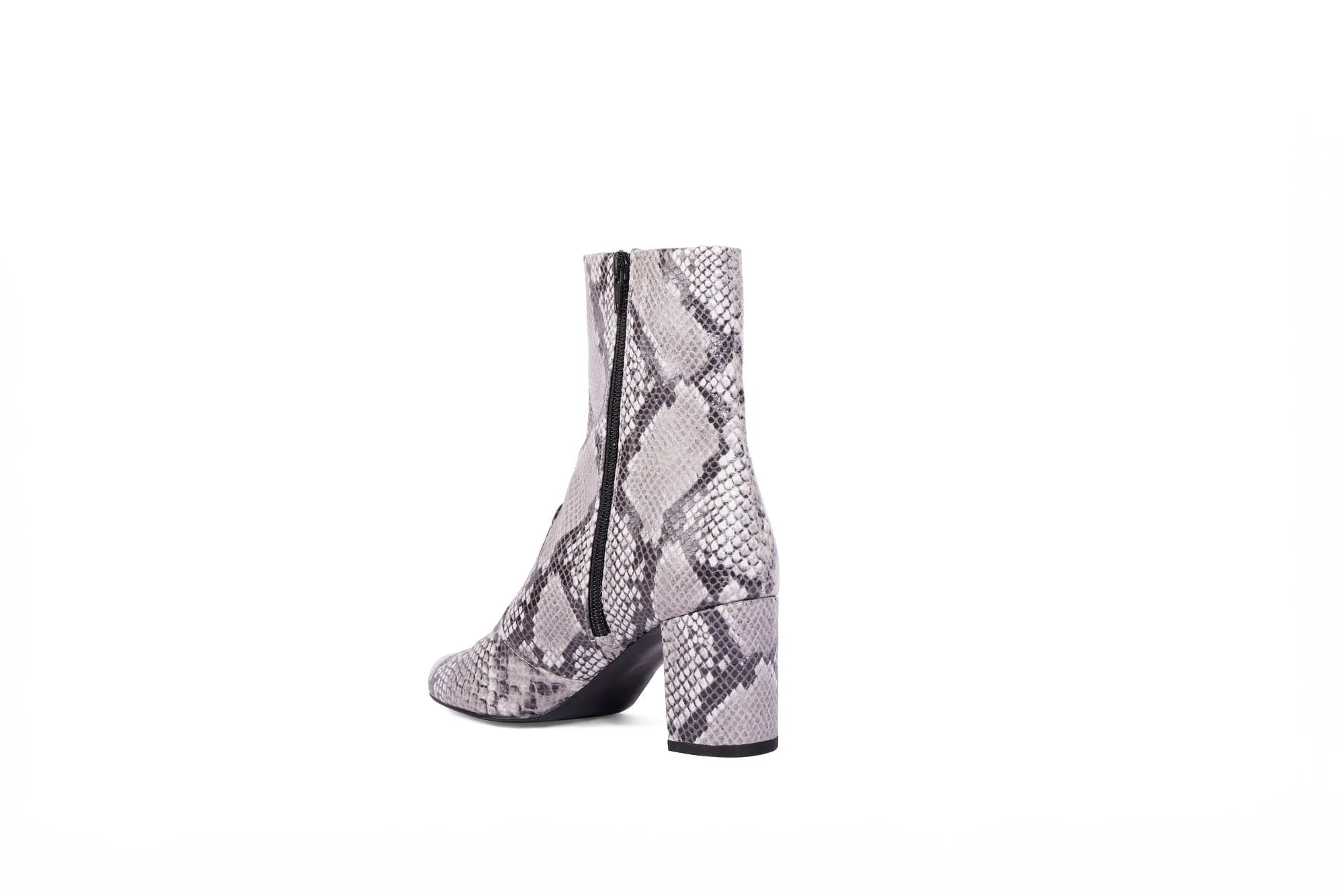 Bottes à talons en simili-cuir Gaby | Python argenté