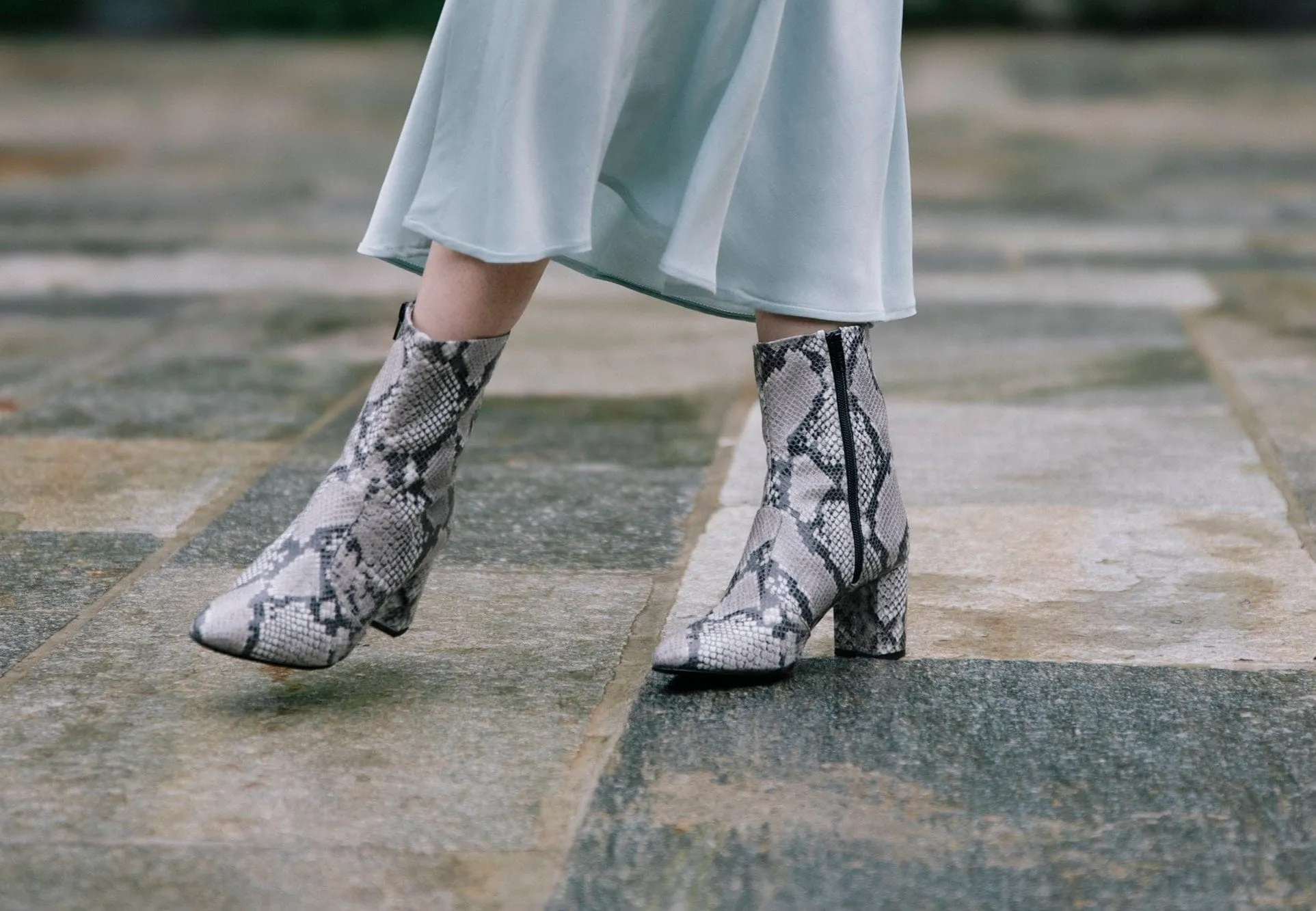 Bottes à talons en simili-cuir Gaby | Python argenté