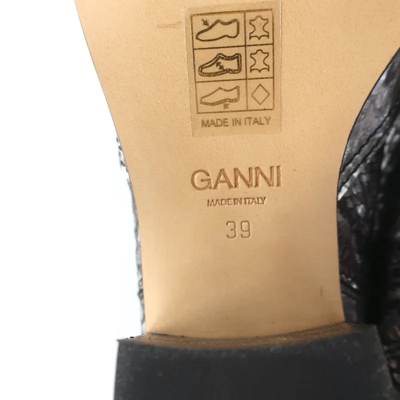Bottes Chelsea Western Callie Ganni en cuir imprimé serpent métallisé argenté taille 39