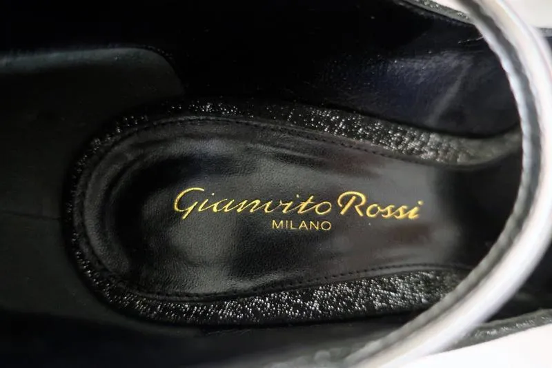 Escarpins Gianvito Rossi à bride haute noirs/suède métallisé argent taille 36.5