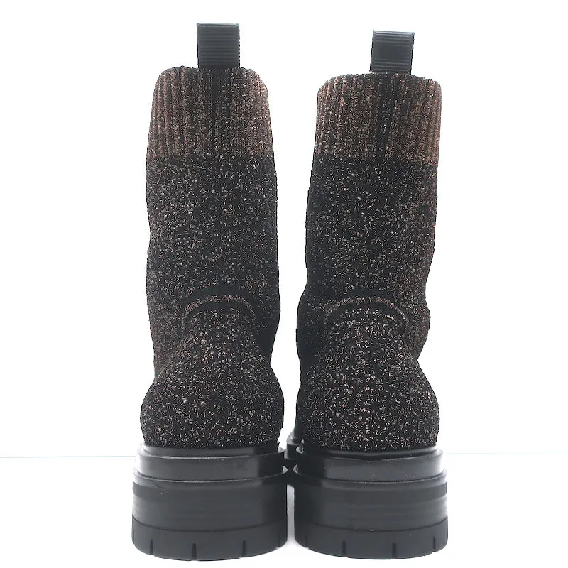 Bottes Gianvito Rossi Torrance à empiècement en maille lurex noir/bronze Taille 38