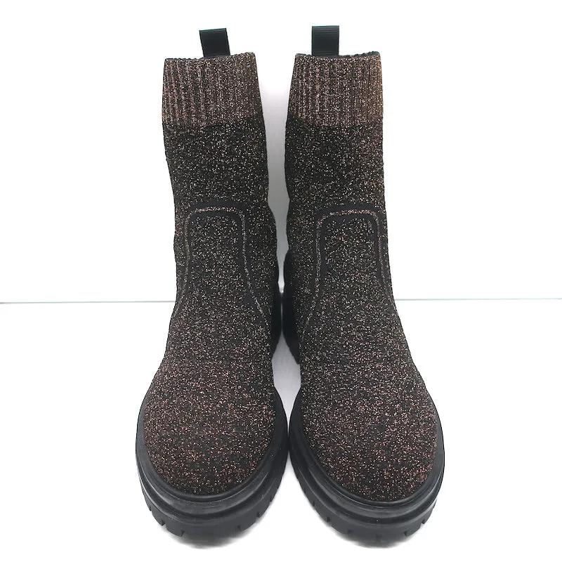 Bottes Gianvito Rossi Torrance à empiècement en maille lurex noir/bronze Taille 38