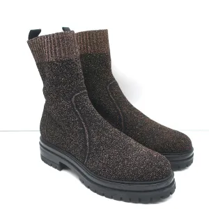 Bottes Gianvito Rossi Torrance à empiècement en maille lurex noir/bronze Taille 38