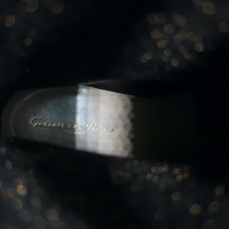 Bottes Gianvito Rossi Torrance à empiècement en maille lurex noir/bronze Taille 38