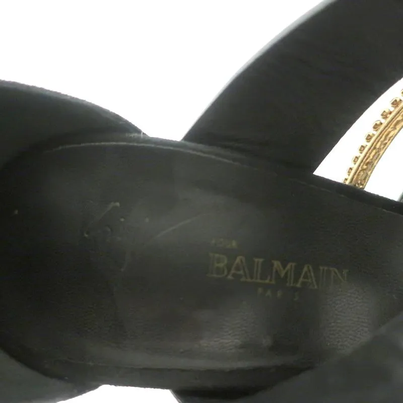 Botte Sandale Giuseppe Zanotti x Balmain à Cristaux Noir Vernis & Suède Taille 39