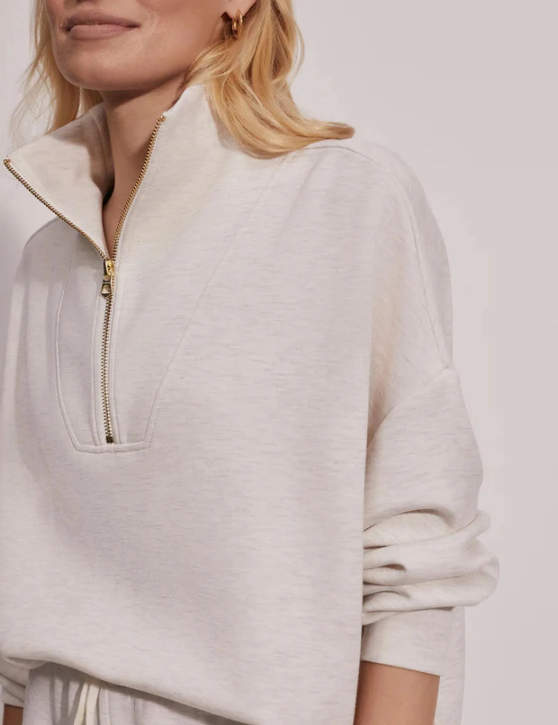Pull à demi-zip Hawley - Ivoire Marl