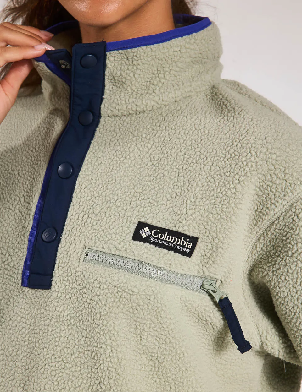 Helvetia II Polaire Sherpa à demi-boutonnage coupée - Safari