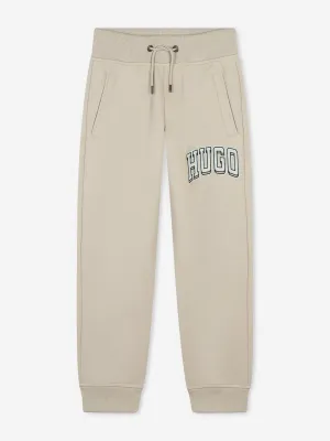 Jogging Hugo Boys à logo imprimé en beige