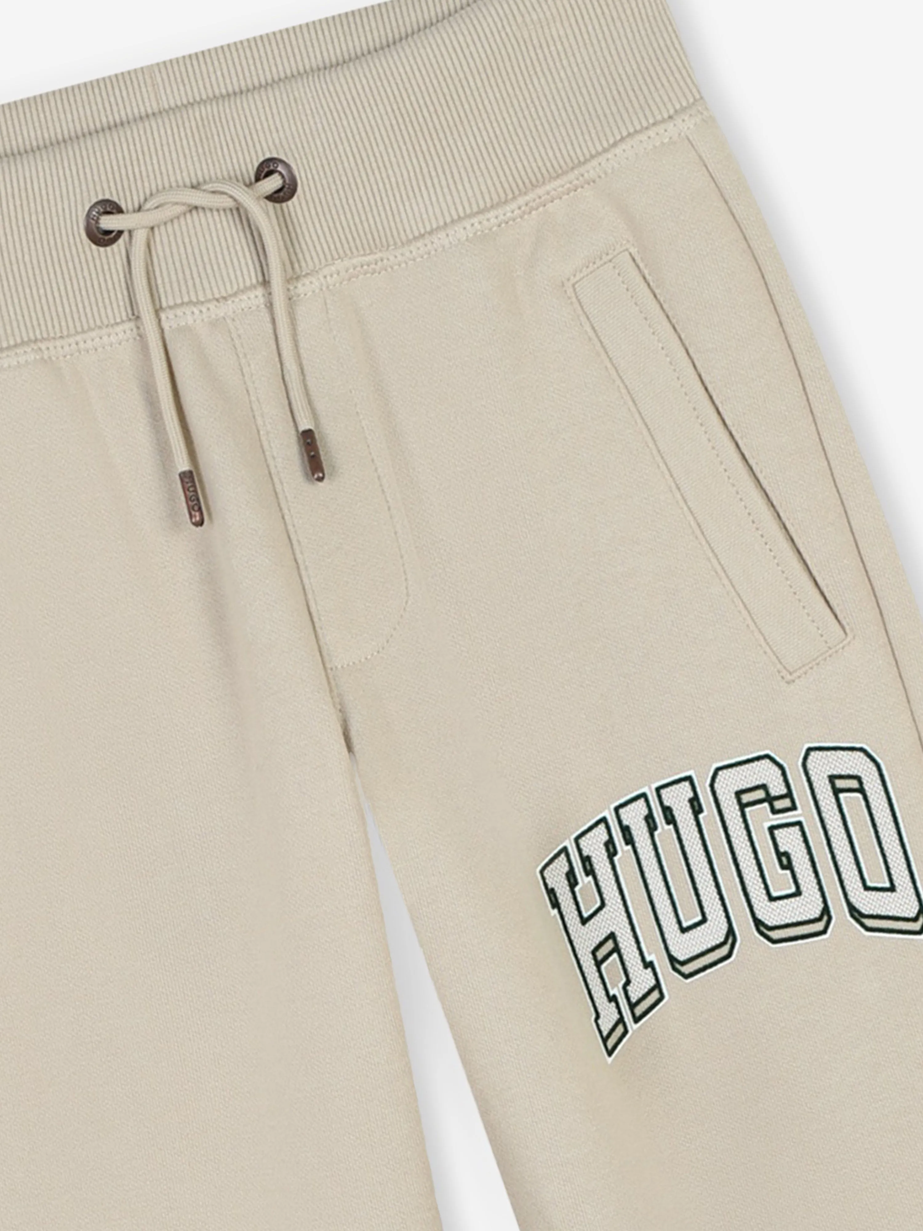 Jogging Hugo Boys à logo imprimé en beige