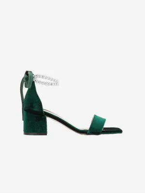 Sandales à talons Illy Vegan Velvet & Pearl | Vert