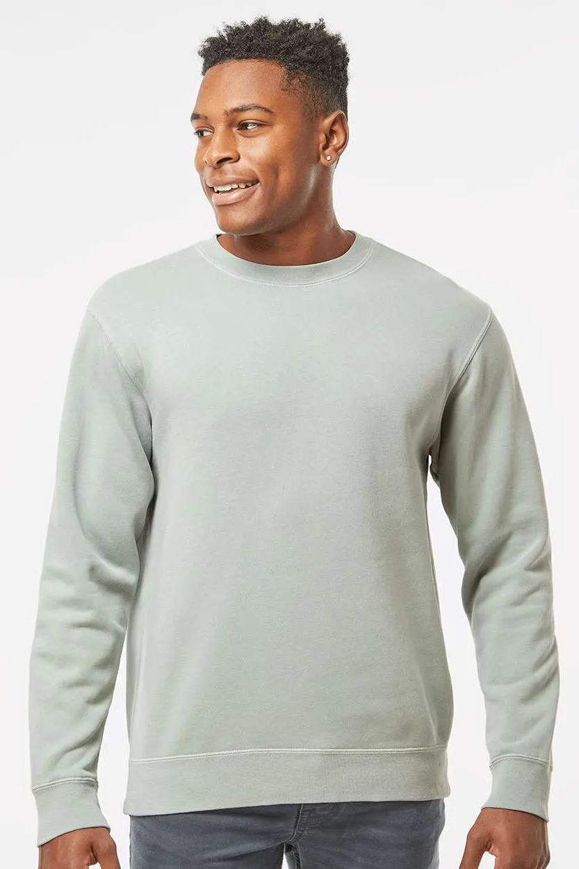 Independent Trading Company Sweat-shirt à col rond teinté aux pigments pour hommes - Vert sauge