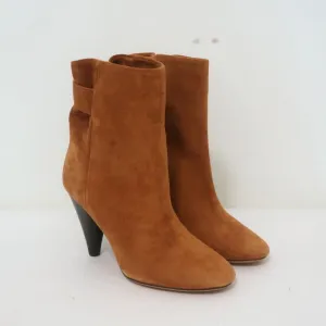 Bottes Isabel Marant cheville Lystal en daim cognac Taille 37 Talon haut NEUF