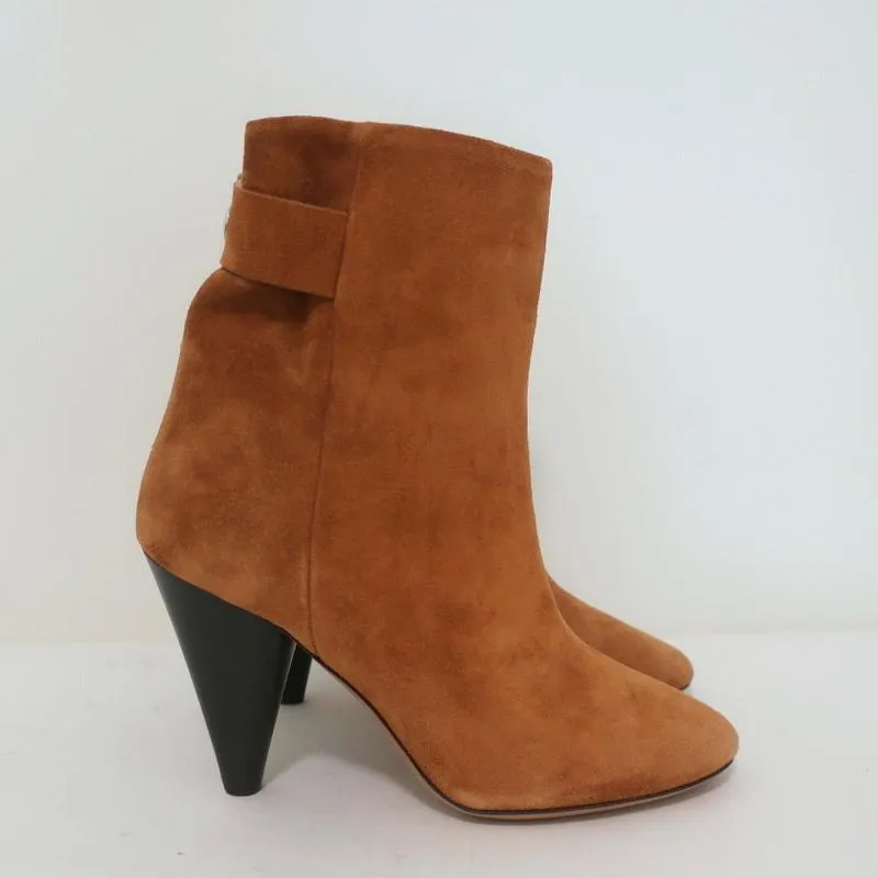 Bottes Isabel Marant cheville Lystal en daim cognac Taille 37 Talon haut NEUF