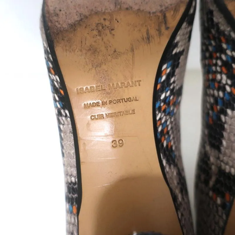 Bottes Chelsea Isabel Marant Danelya en cuir imprimé serpent crème taille 39