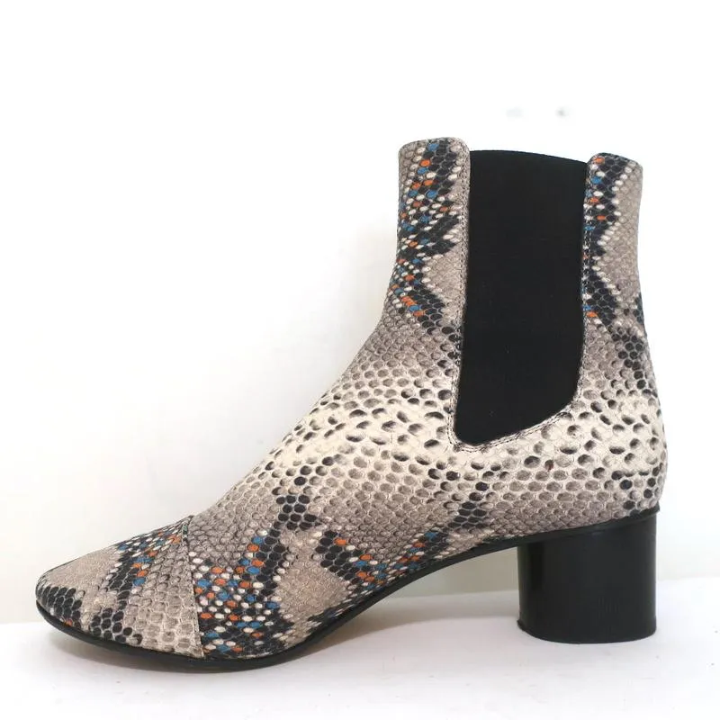 Bottes Chelsea Isabel Marant Danelya en cuir imprimé serpent crème taille 39