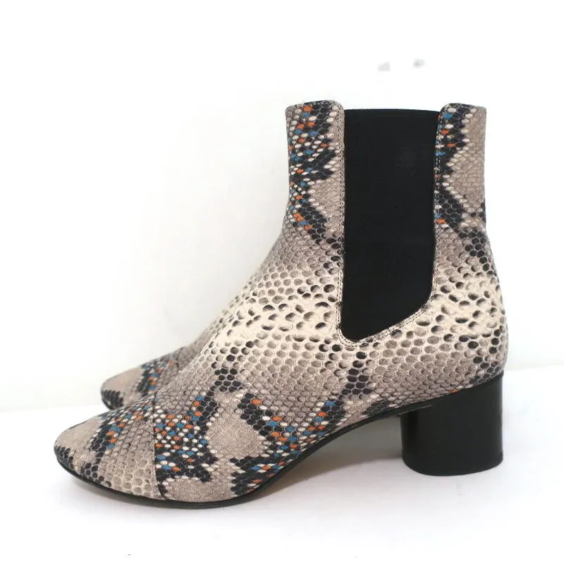 Bottes Chelsea Isabel Marant Danelya en cuir imprimé serpent crème taille 39