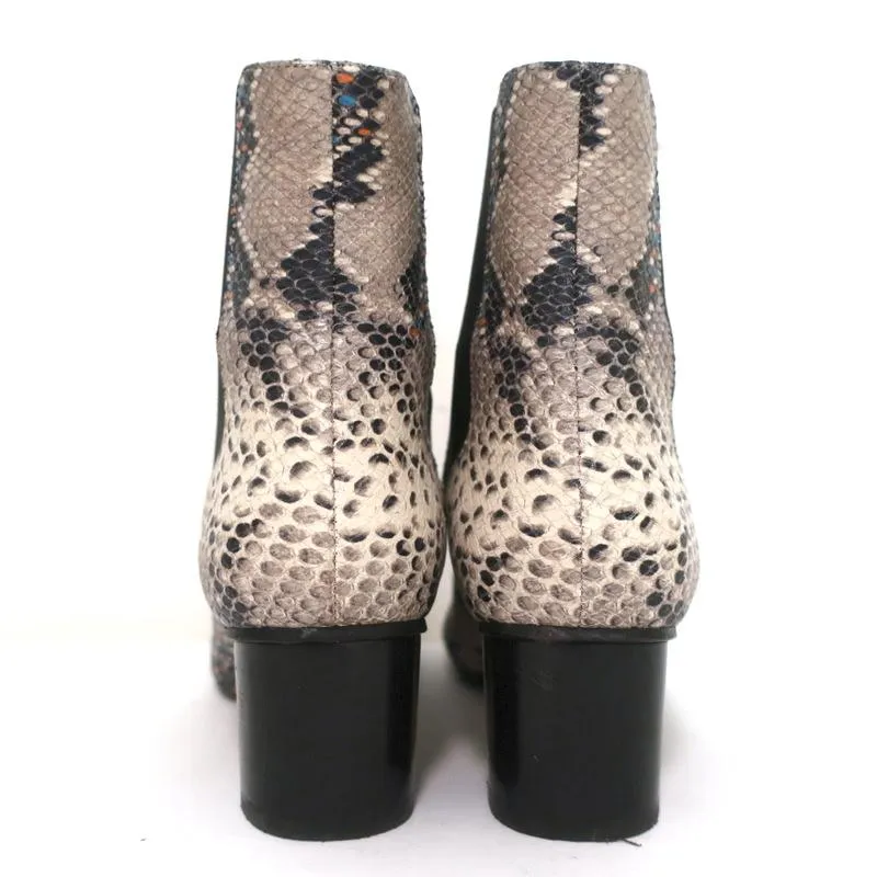 Bottes Chelsea Isabel Marant Danelya en cuir imprimé serpent crème taille 39