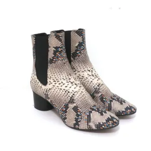 Bottes Chelsea Isabel Marant Danelya en cuir imprimé serpent crème taille 39