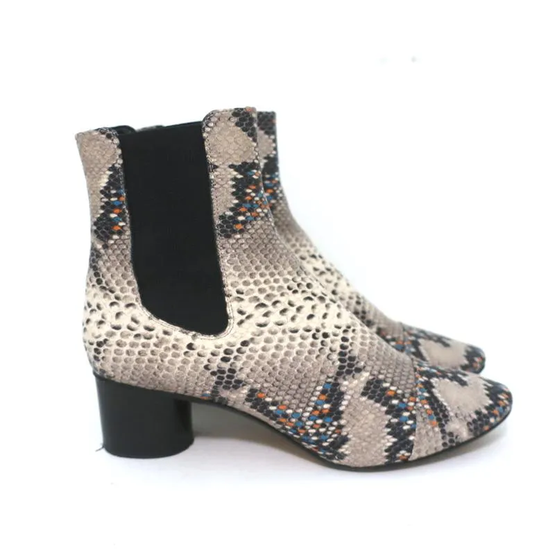 Bottes Chelsea Isabel Marant Danelya en cuir imprimé serpent crème taille 39