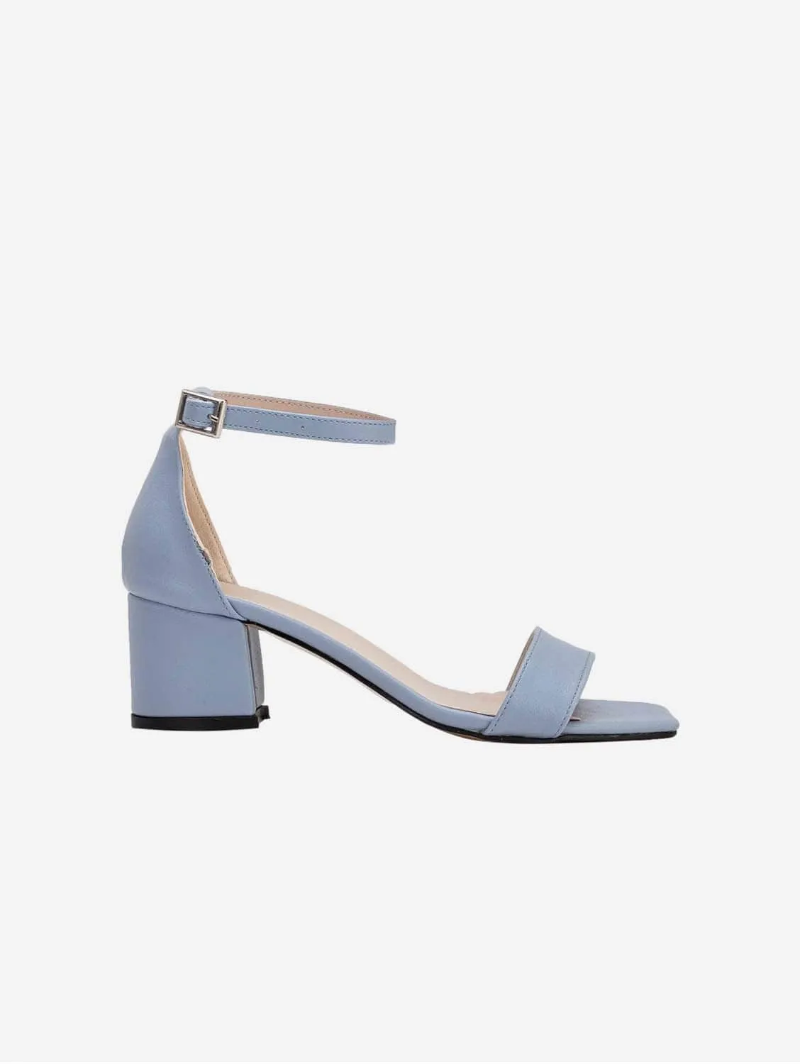 Iva Vegan Cuir à Talon Bas | Bleu Clair