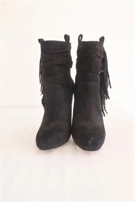 Bottes cheville frange Jean-Michel Cazabat Pampa en daim noir Taille 35 à talon haut