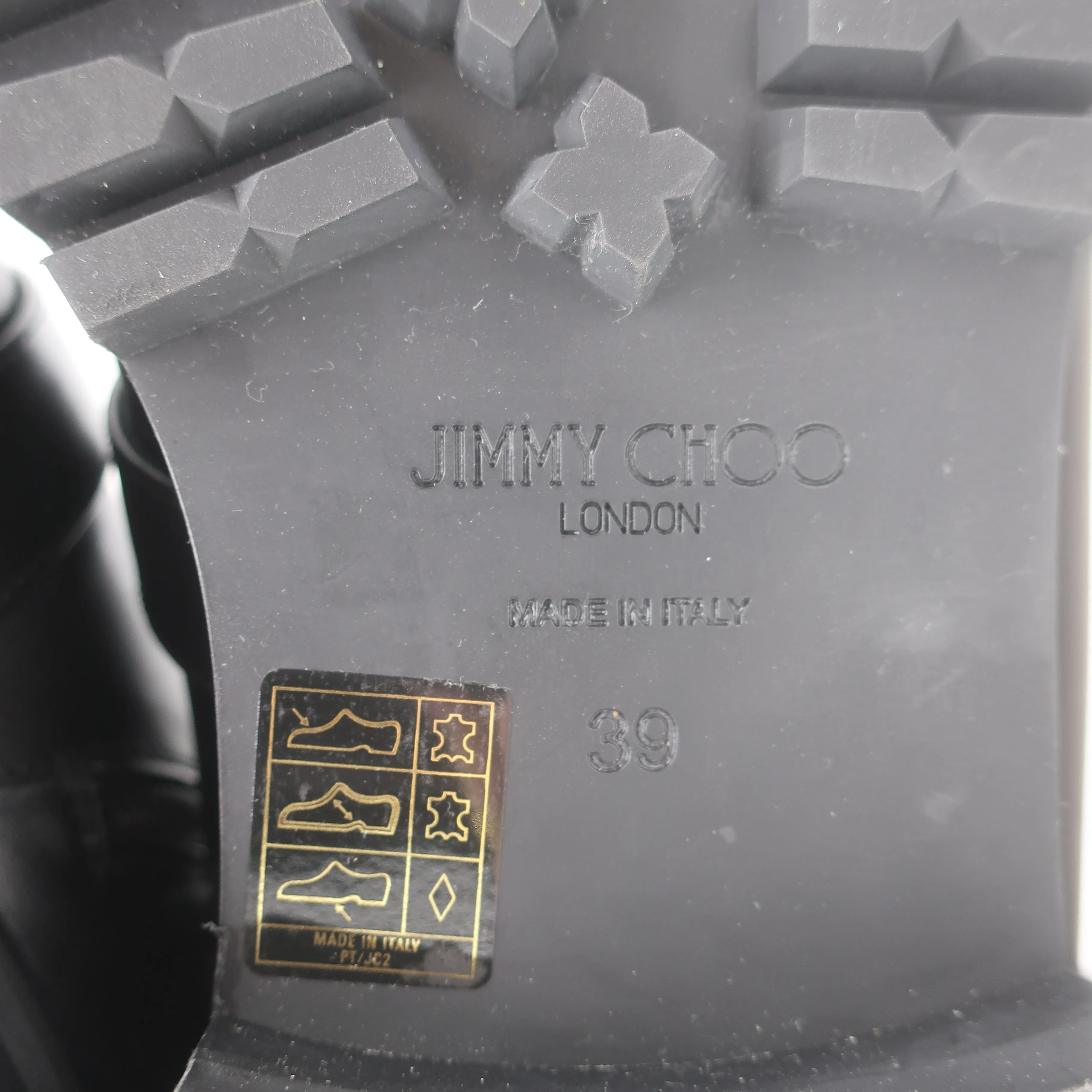 Jimmy Choo Hank Bottines plates à boucle ornementale en cuir noir Taille 39 NEUF