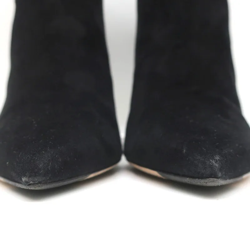 Bottes Jimmy Choo Kassidy à lacets en daim noir taille 39 à bout pointu et talon haut
