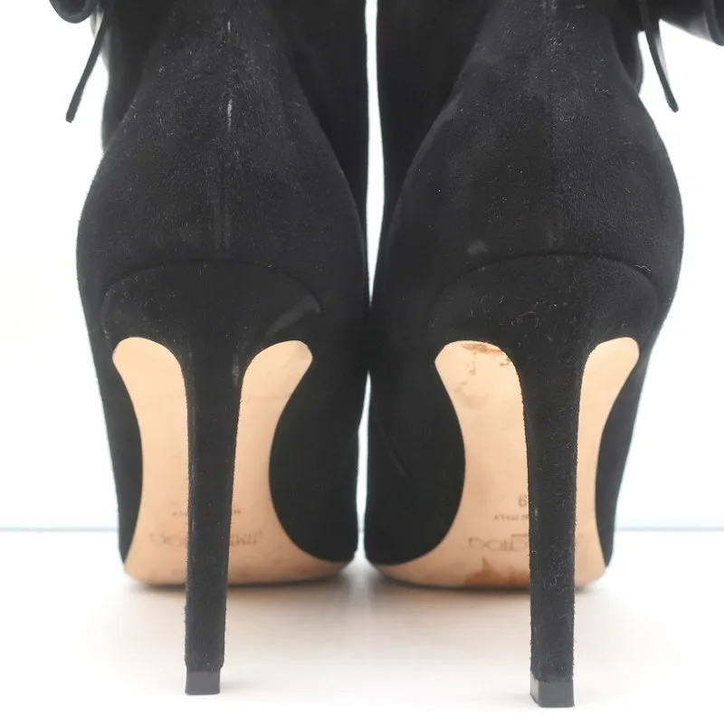 Bottes Jimmy Choo Kassidy à lacets en daim noir taille 39 à bout pointu et talon haut