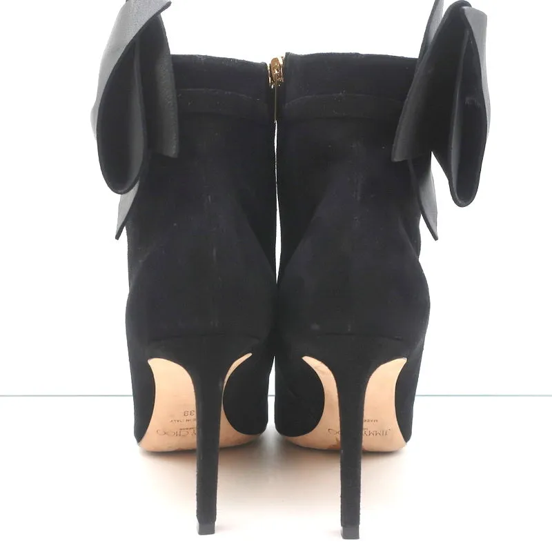 Bottes Jimmy Choo Kassidy à lacets en daim noir taille 39 à bout pointu et talon haut