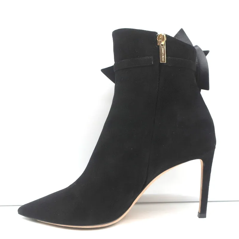 Bottes Jimmy Choo Kassidy à lacets en daim noir taille 39 à bout pointu et talon haut