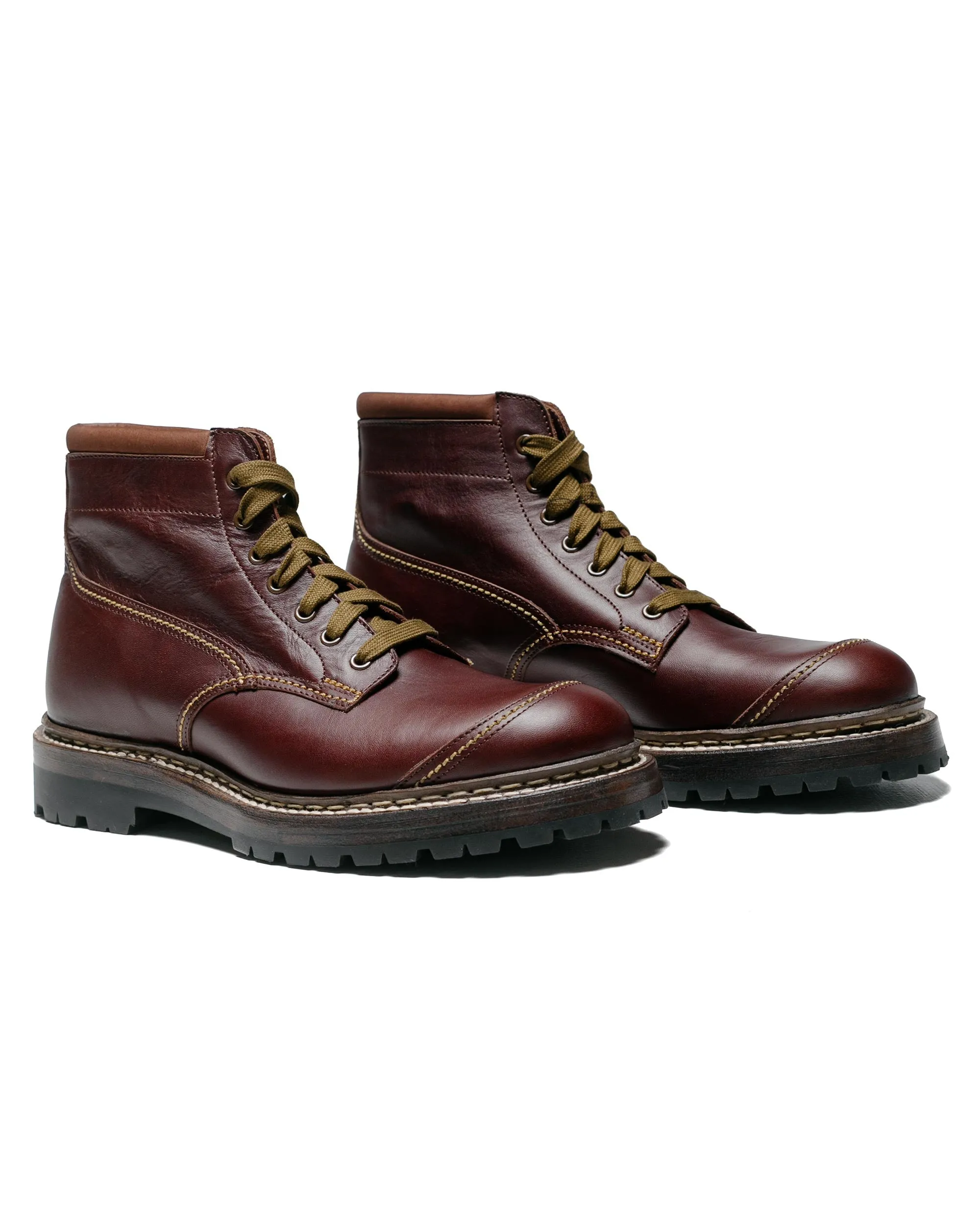 John Lofgren Bootmaker Bottes de Randonnée Montagna en Cuir de Cheval Shinki Hikaku Bordeaux Foncé