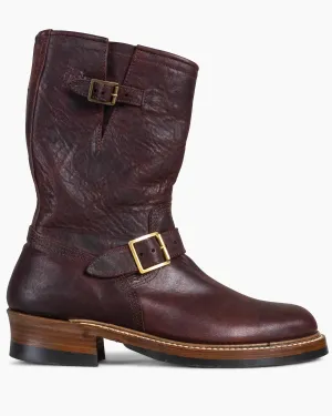 John Lofgren Bootmaker Bottes d'Ingénieur Wabash en Peau de Cerf Ezo Shika Bourgogne Brûlé